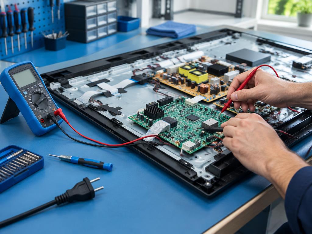 Illustrative television circuit-board repair
